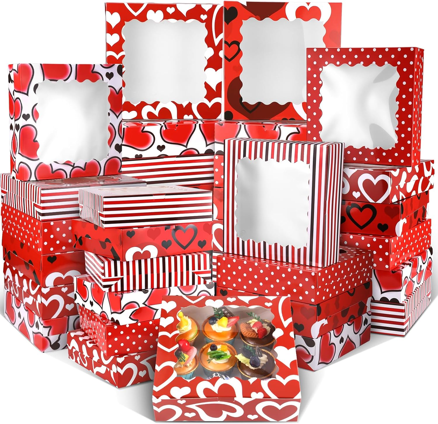 valentine cookie boxes with window
