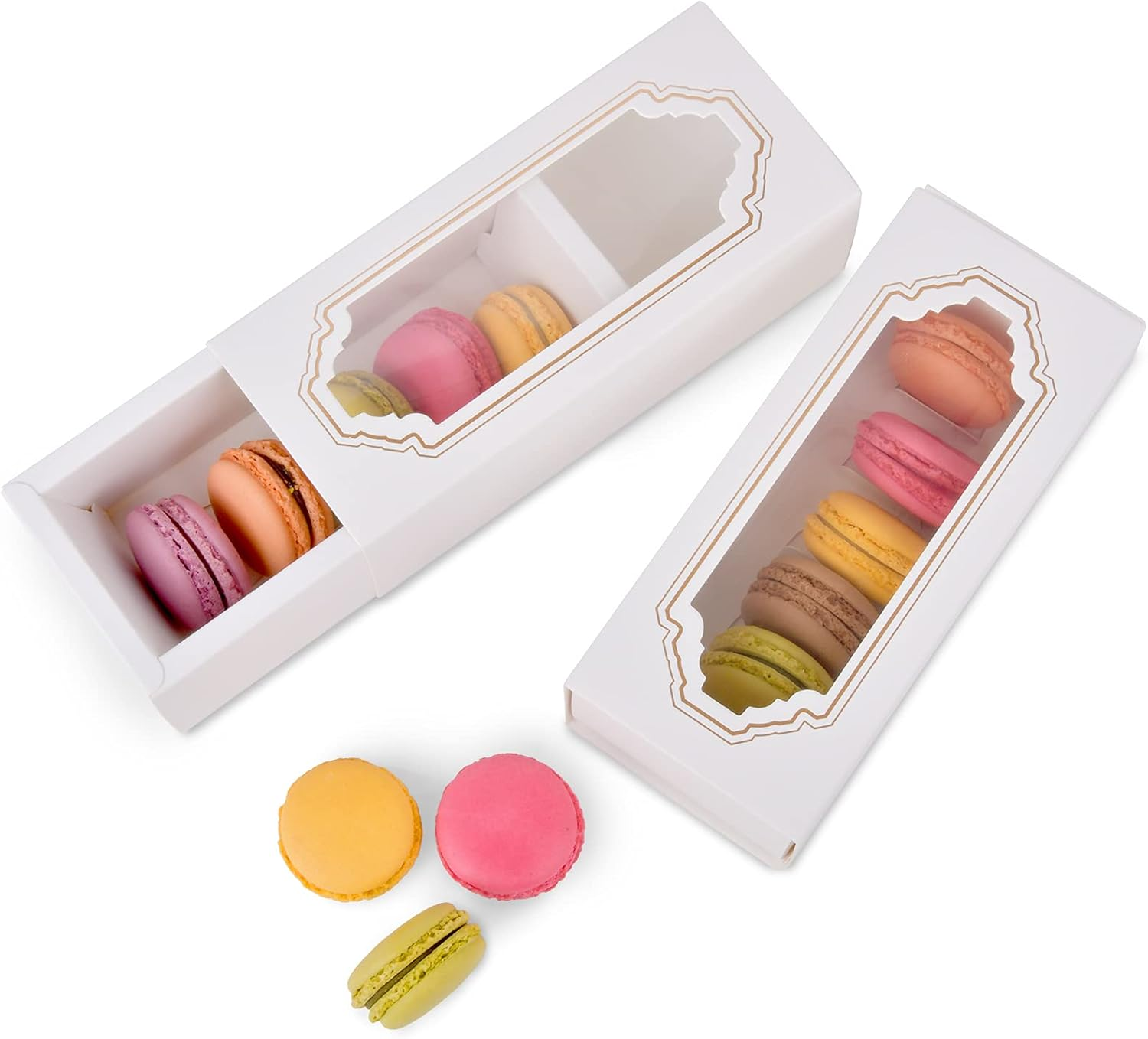 white macaron boxes
